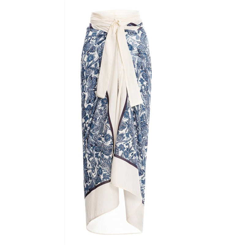 Flying Edge One Piece Women Swimwear European, French Retro Cover Belly Slimming Swimsuit Chiffon Beach Dress Bella Mia